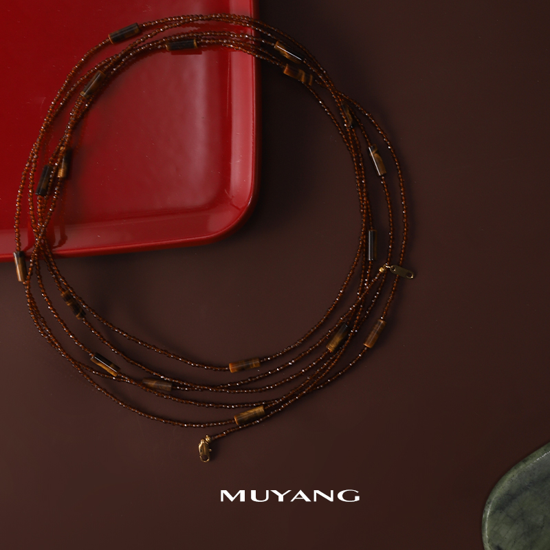 muyang/慕阳 钛钢玻璃项链 气质复古百搭个性挂脖纯手工野慕项链