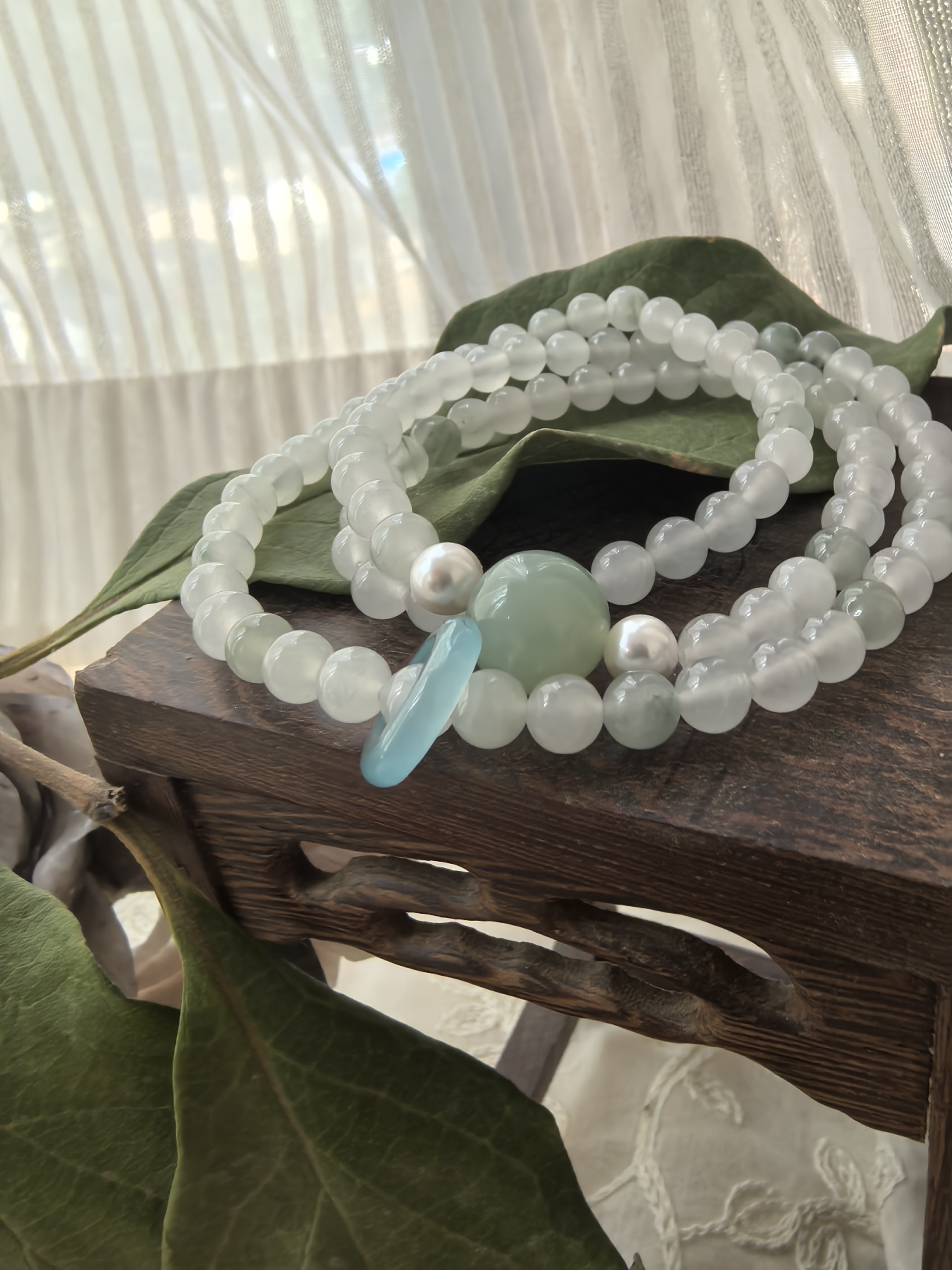 【水云间三圈】天然 天山翠手串 （默认微瑕）