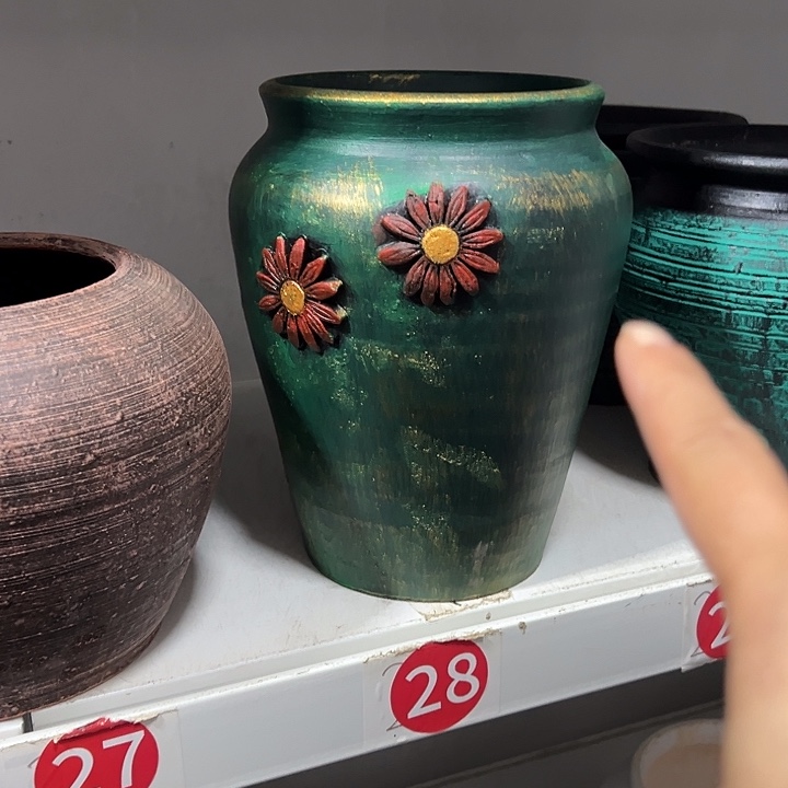 绿金贴花高24口15带孔