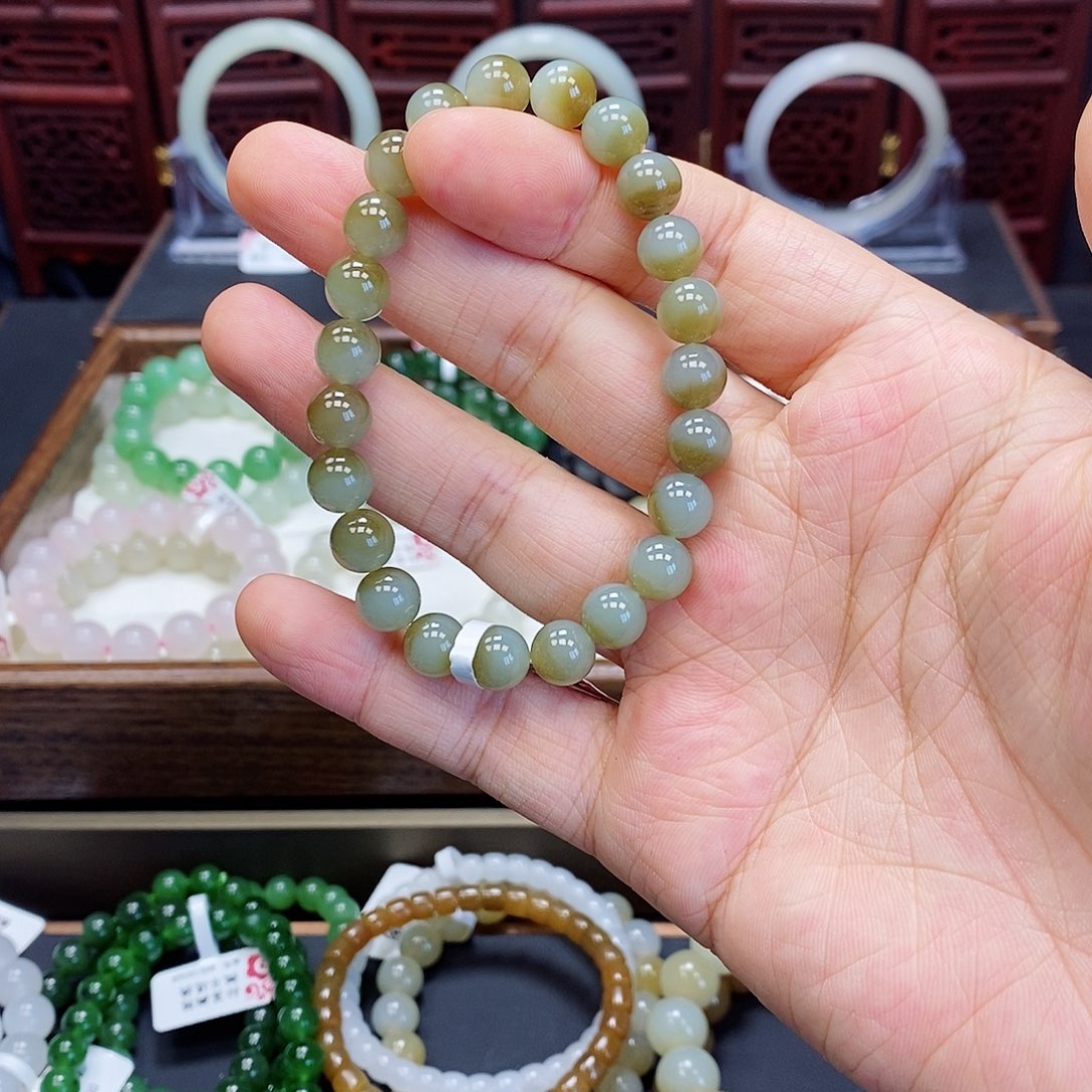和田玉手串未镶嵌且末蓝8