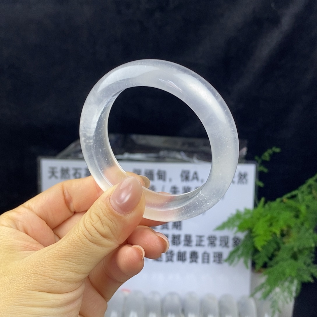 石英质玉未镶嵌手镯54.2白冰飘雪6114