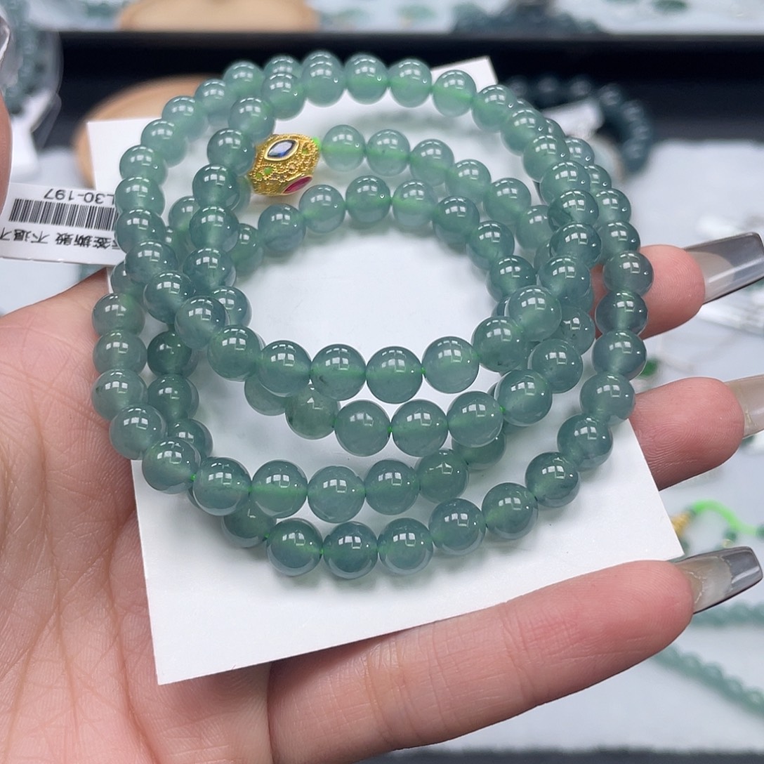 翡翠18K金镶嵌套链