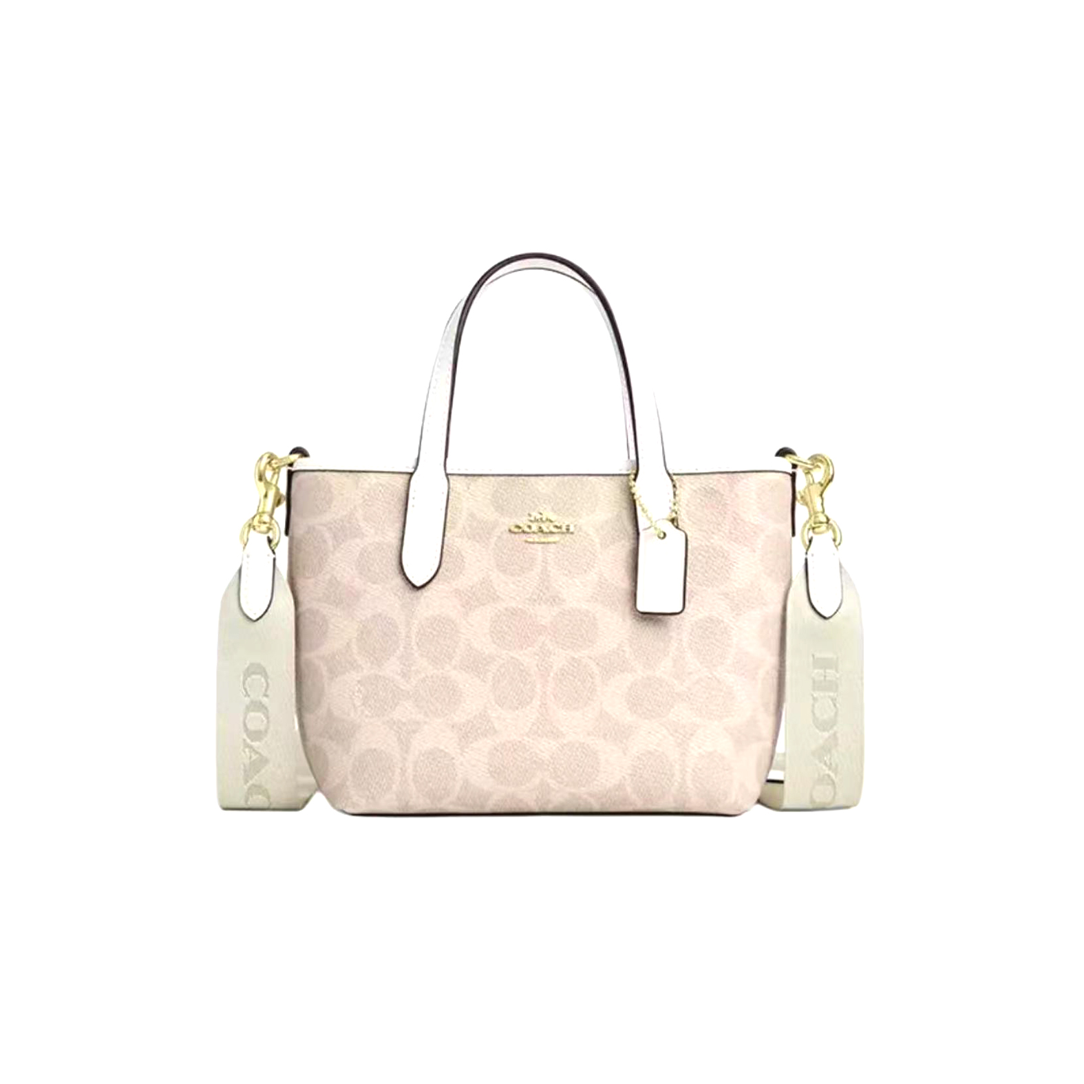 95新 COACH/蔻驰 95新/蔻驰奶茶色老花小托特包/HMZ002/15X14X9