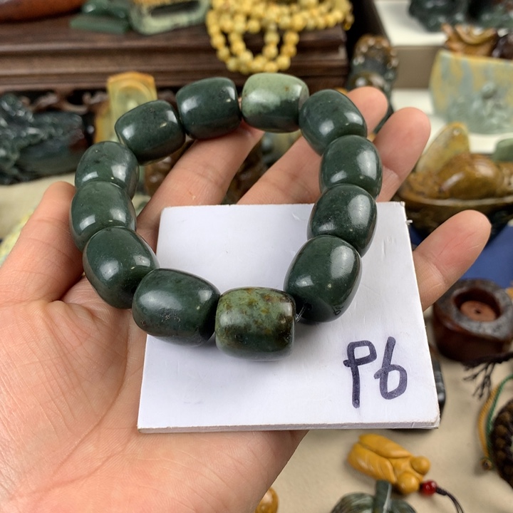 岫岩河磨玉（透闪石质玉）手串未镶嵌幸****云