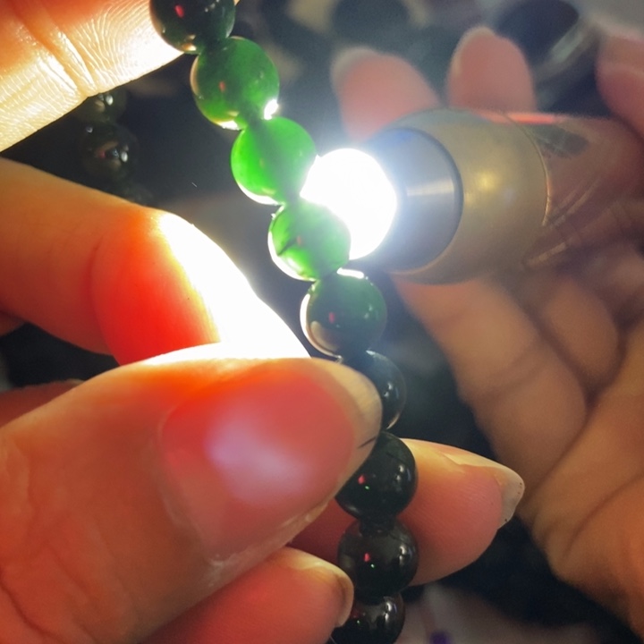 翡翠未镶嵌手链墨翠7