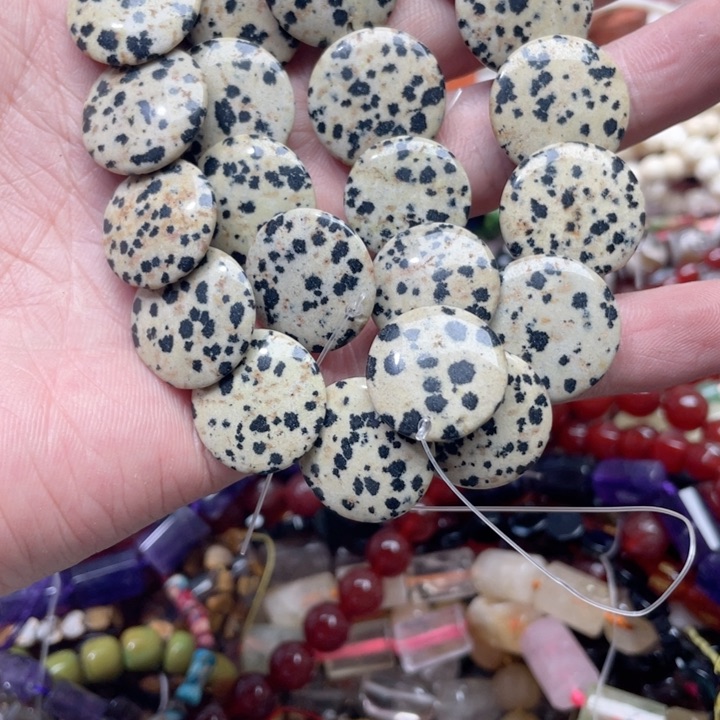 玛瑙/玉髓合金珠宝半成品一条2.0斑点石圆饼