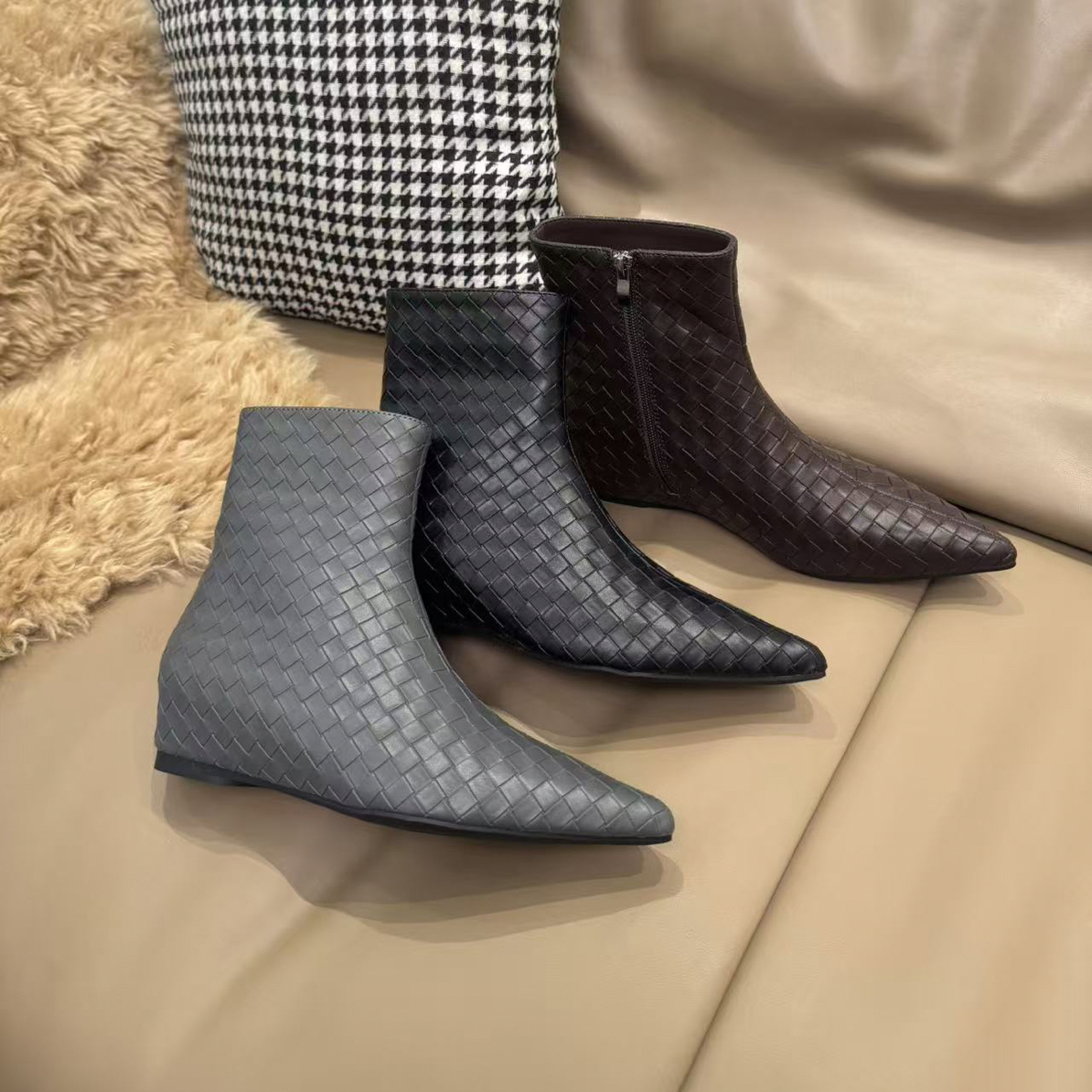 9658休闲风防滑短靴弹力高跟单靴气质