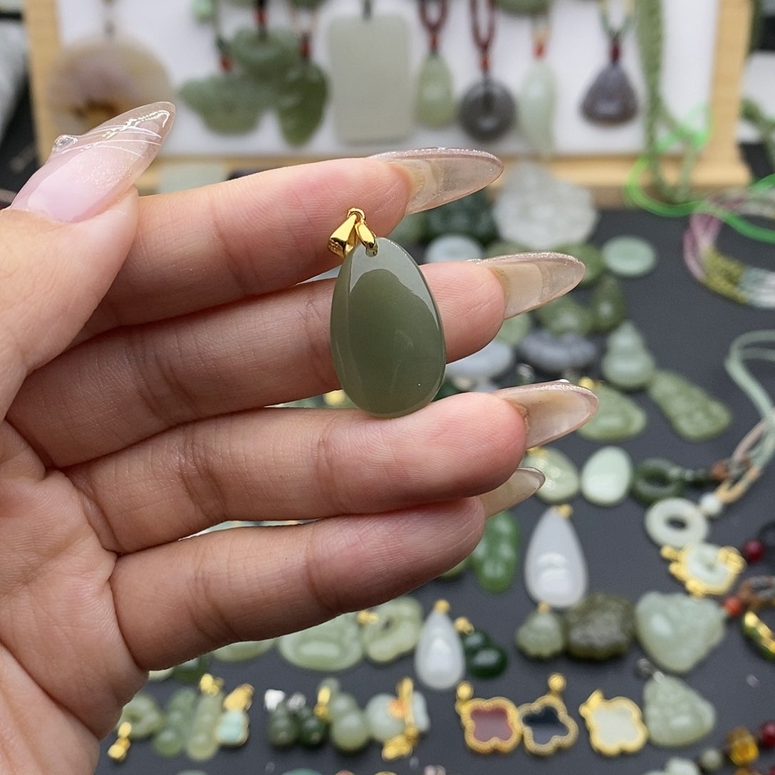 和田玉吊坠(不含链)银S925镶嵌