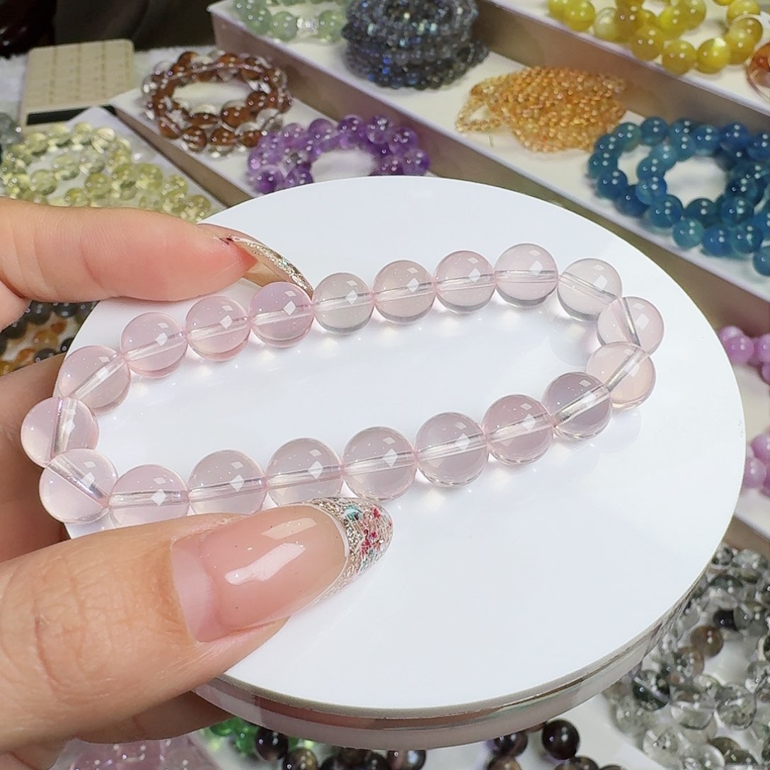 水晶手链未镶嵌朵*冰橘粉9