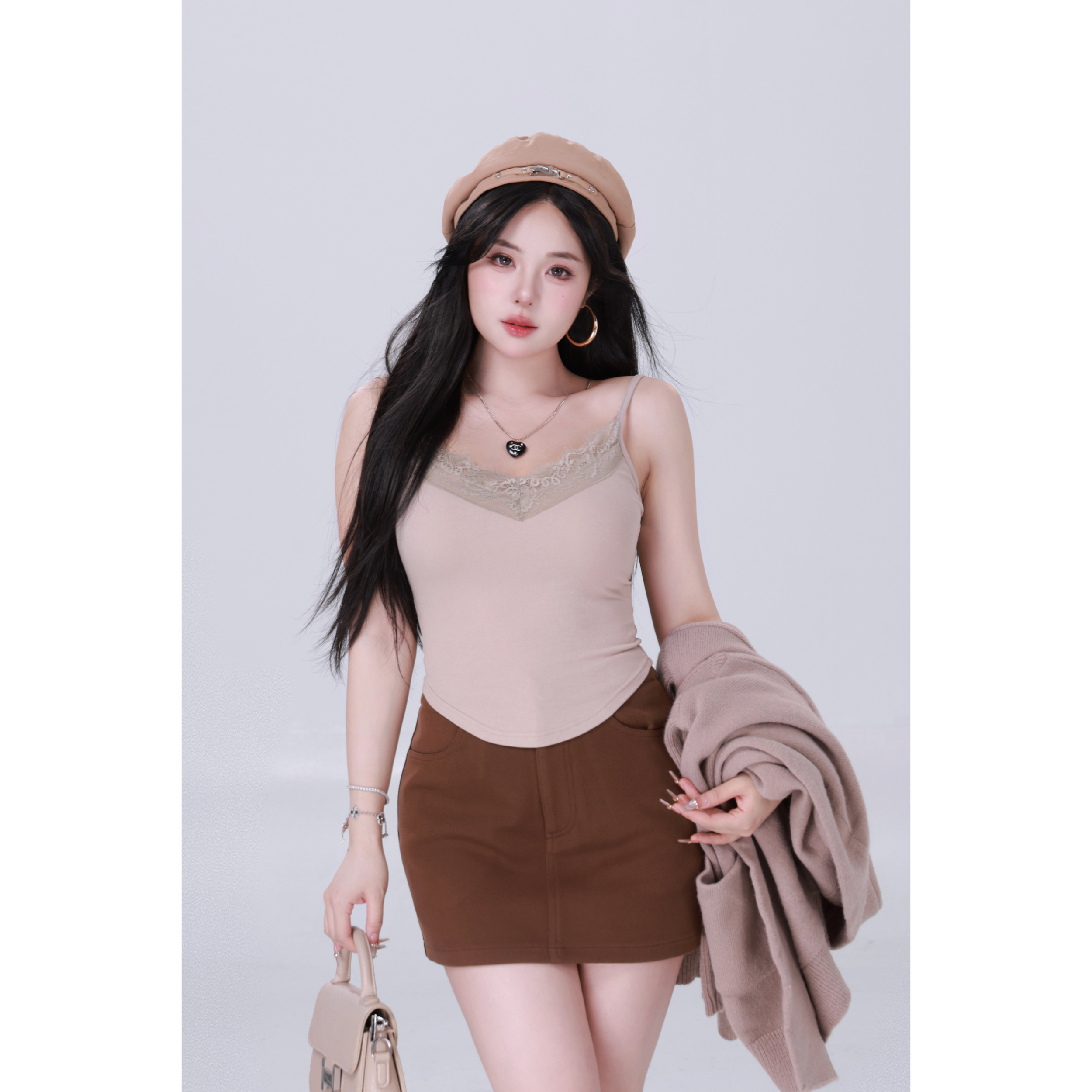 清清MengFairy 【高质感半裙】秋冬高腰气质显瘦毛呢半身裙3818M