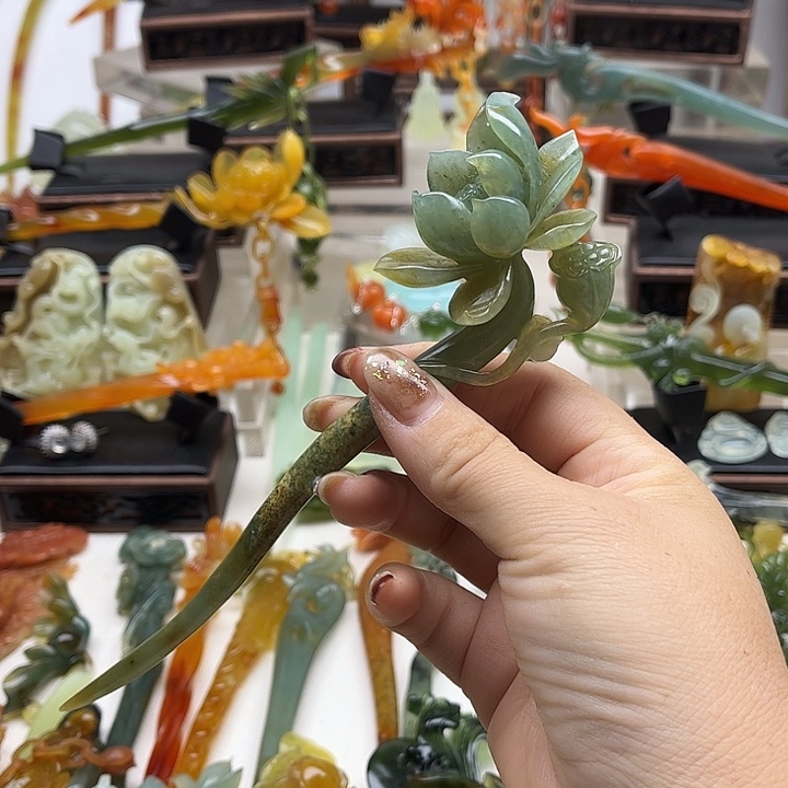 蛇纹石玉岫玉发簪未镶嵌