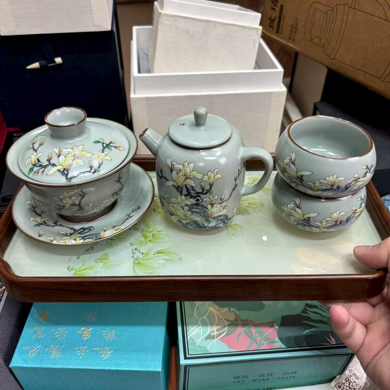 2店【闪购商品】汝窑玉兰花茶具套组 MC087