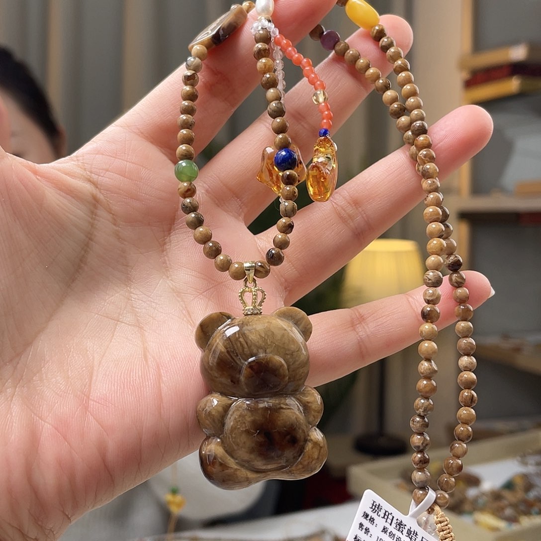 琥珀裸石未镶嵌蜜蜡吊坠