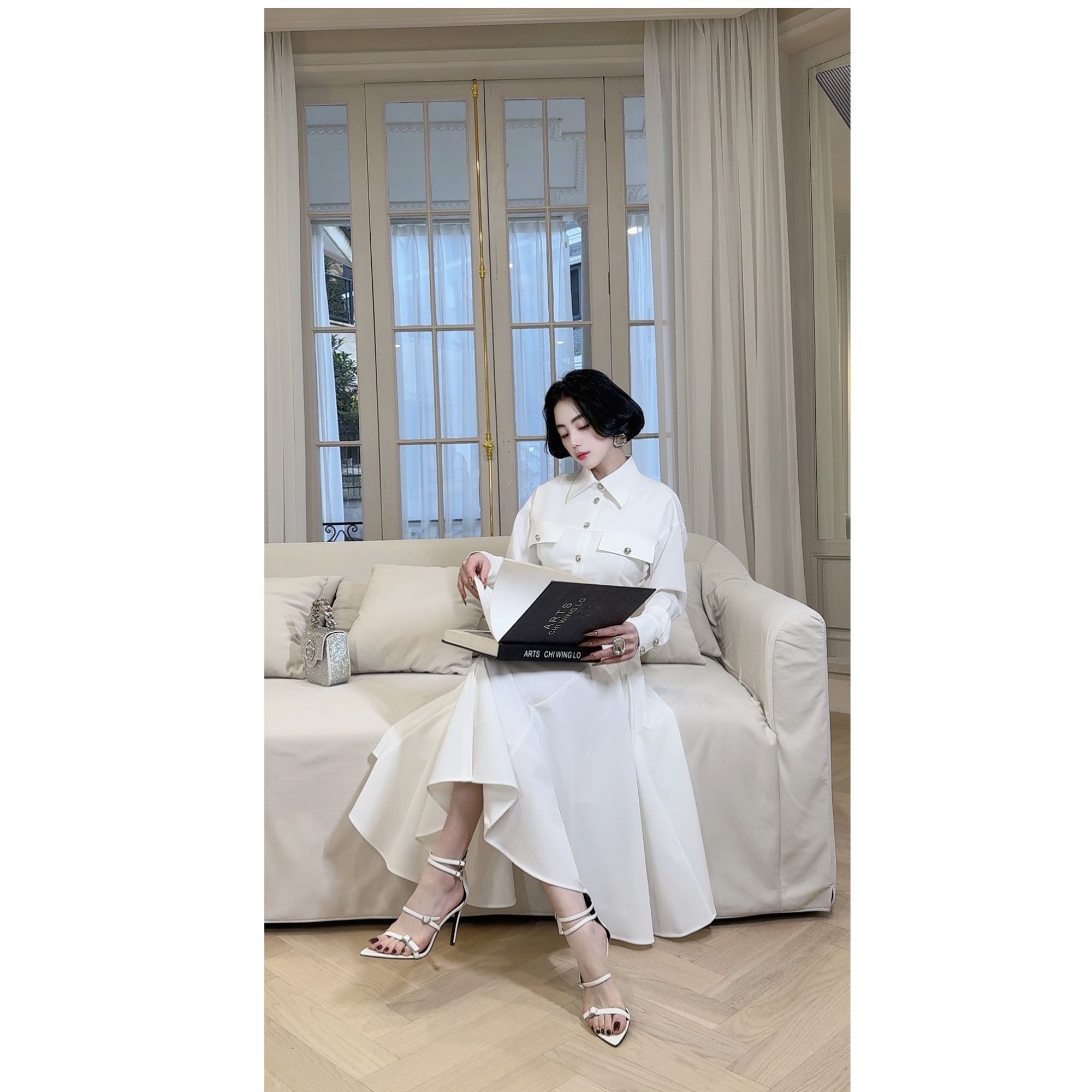 LYXJ【马 吉 拉 秀 场】连衣裙2025春款收腰透气显瘦极简衬衫连衣裙