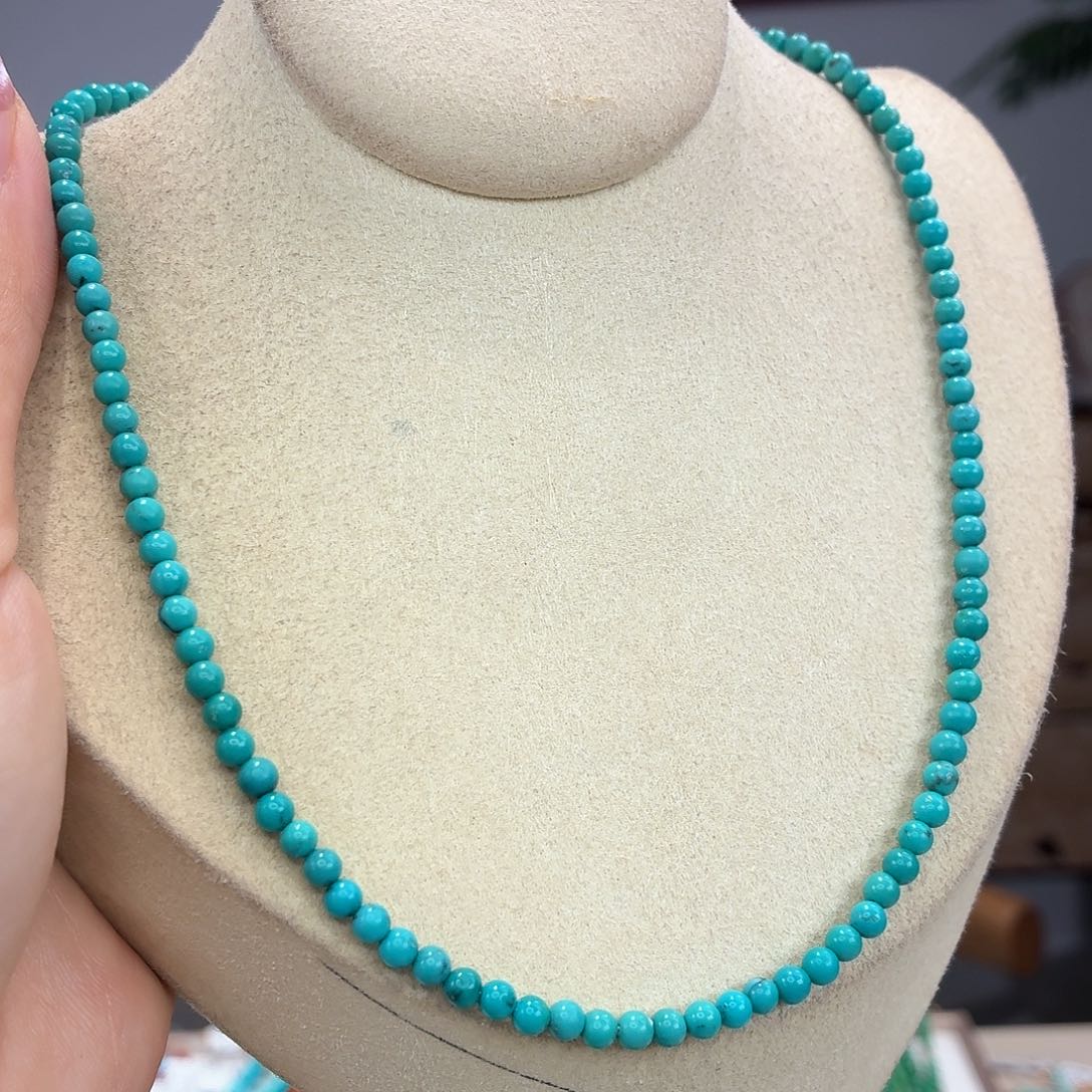 绿松石银S925镀金镶嵌颈饰