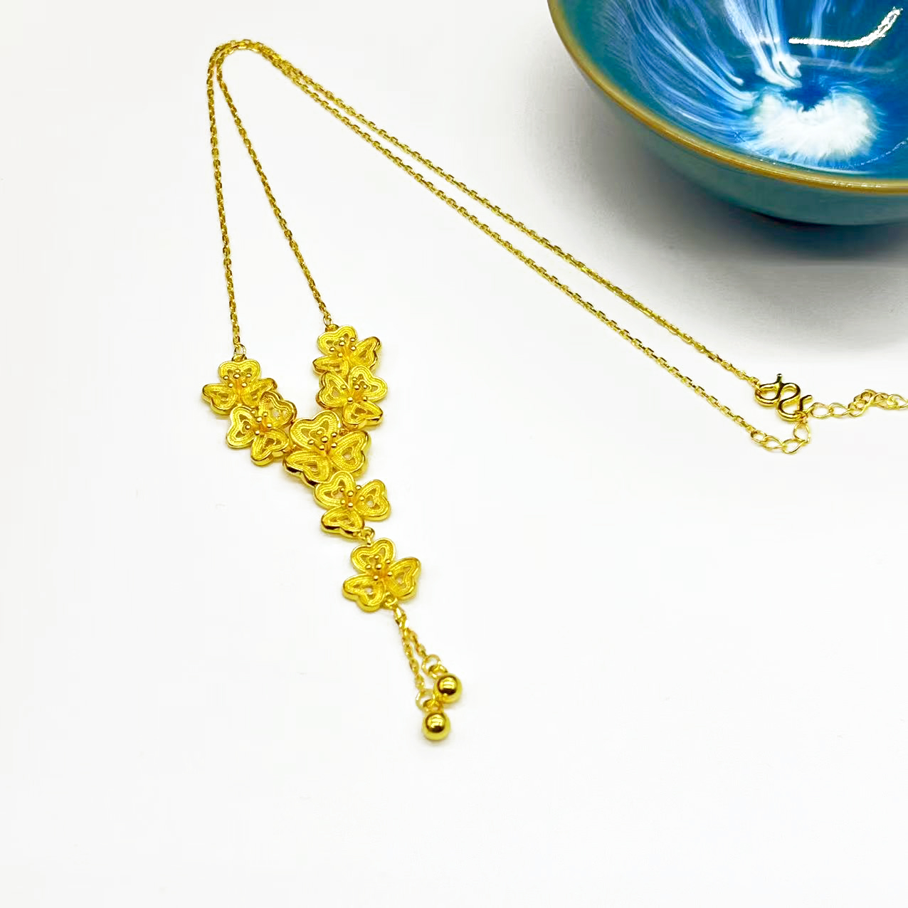 坠链均足银 足银套链-三生花套链（简约时尚）