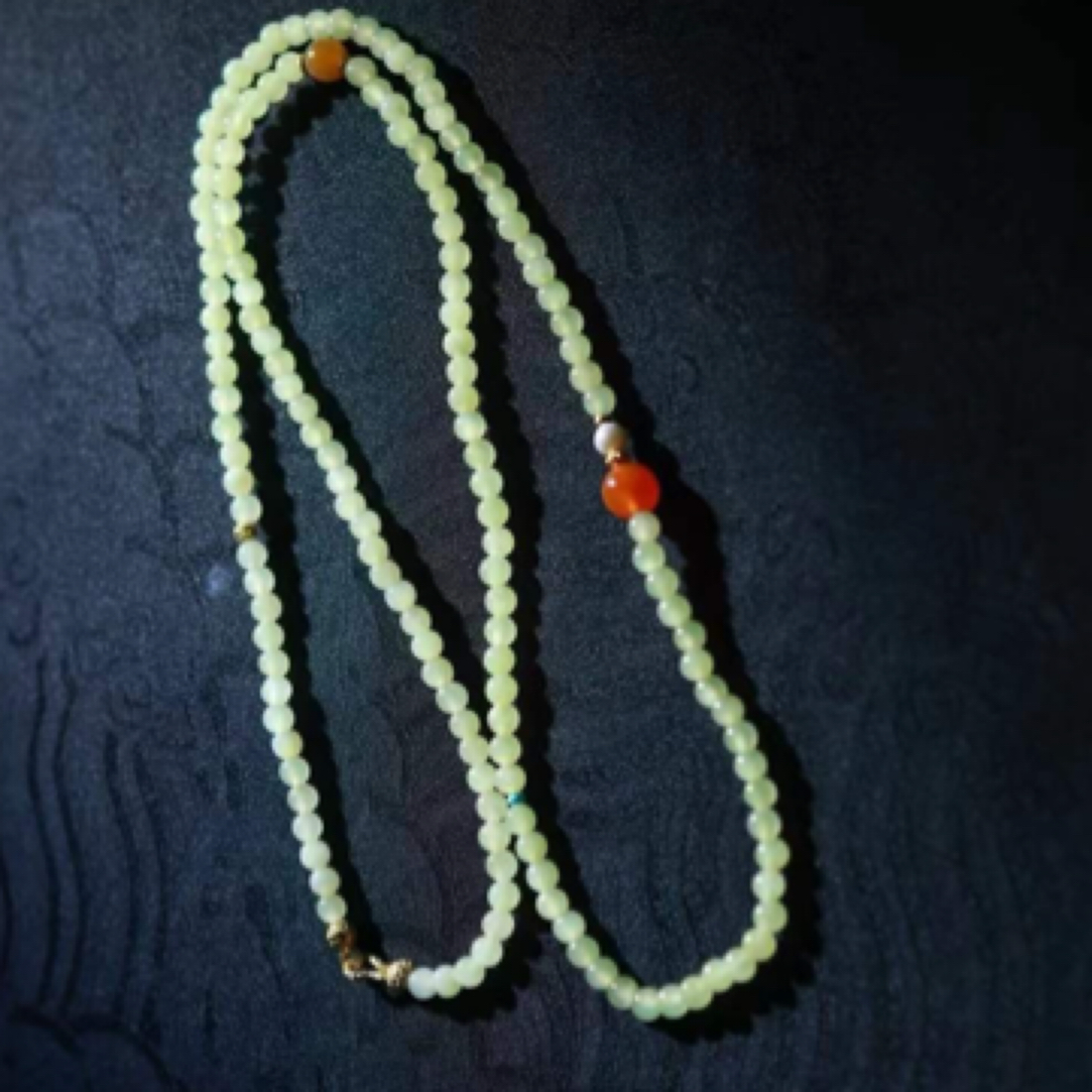  【DIY@多圈珠链】规格4mm 重16g随机 材质：和田玉•若羌黄口料HTY41