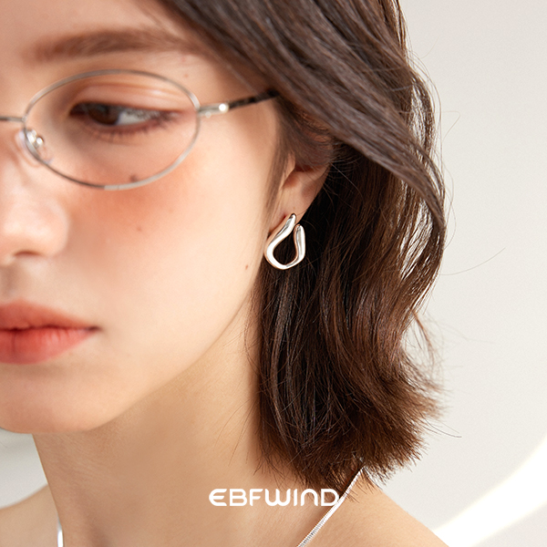 EBFWIND 合金耳饰 【月光轨道】 简约几何不规则设计感耳钉