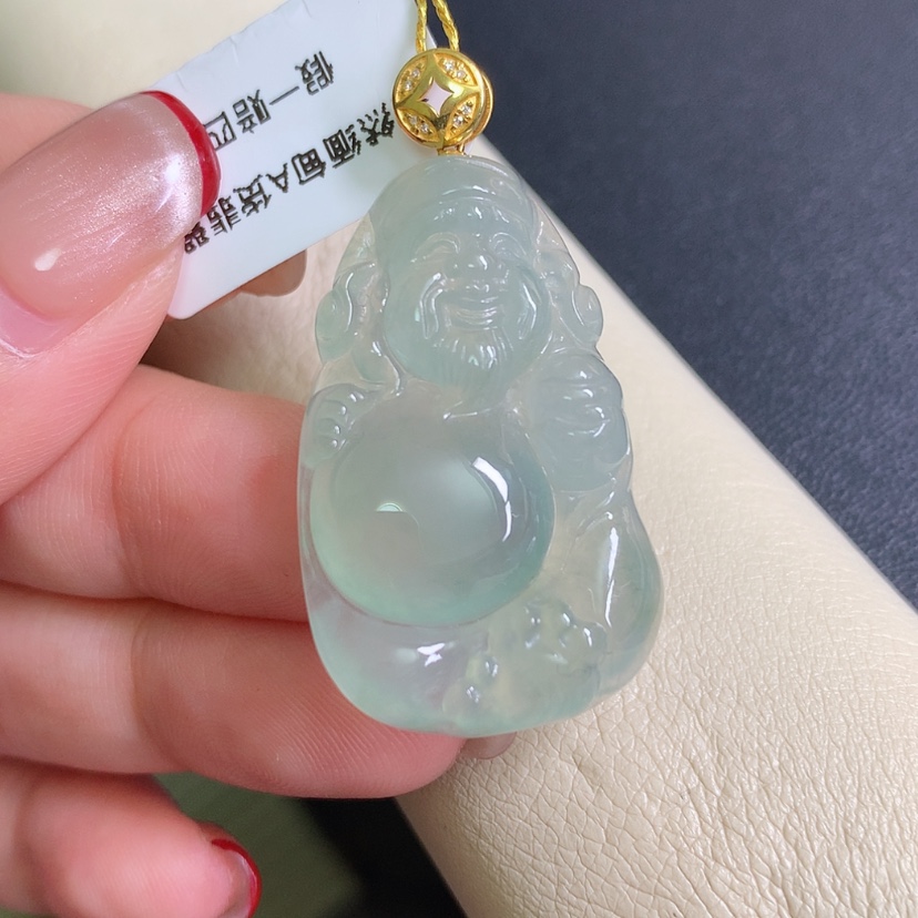 【闪购商品】翡翠颈饰18K金镶嵌财神