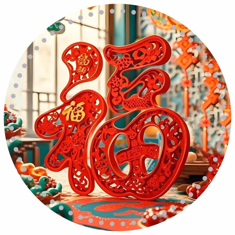 七七家福字系列双面印花25厘米亚克力板手工编织材料