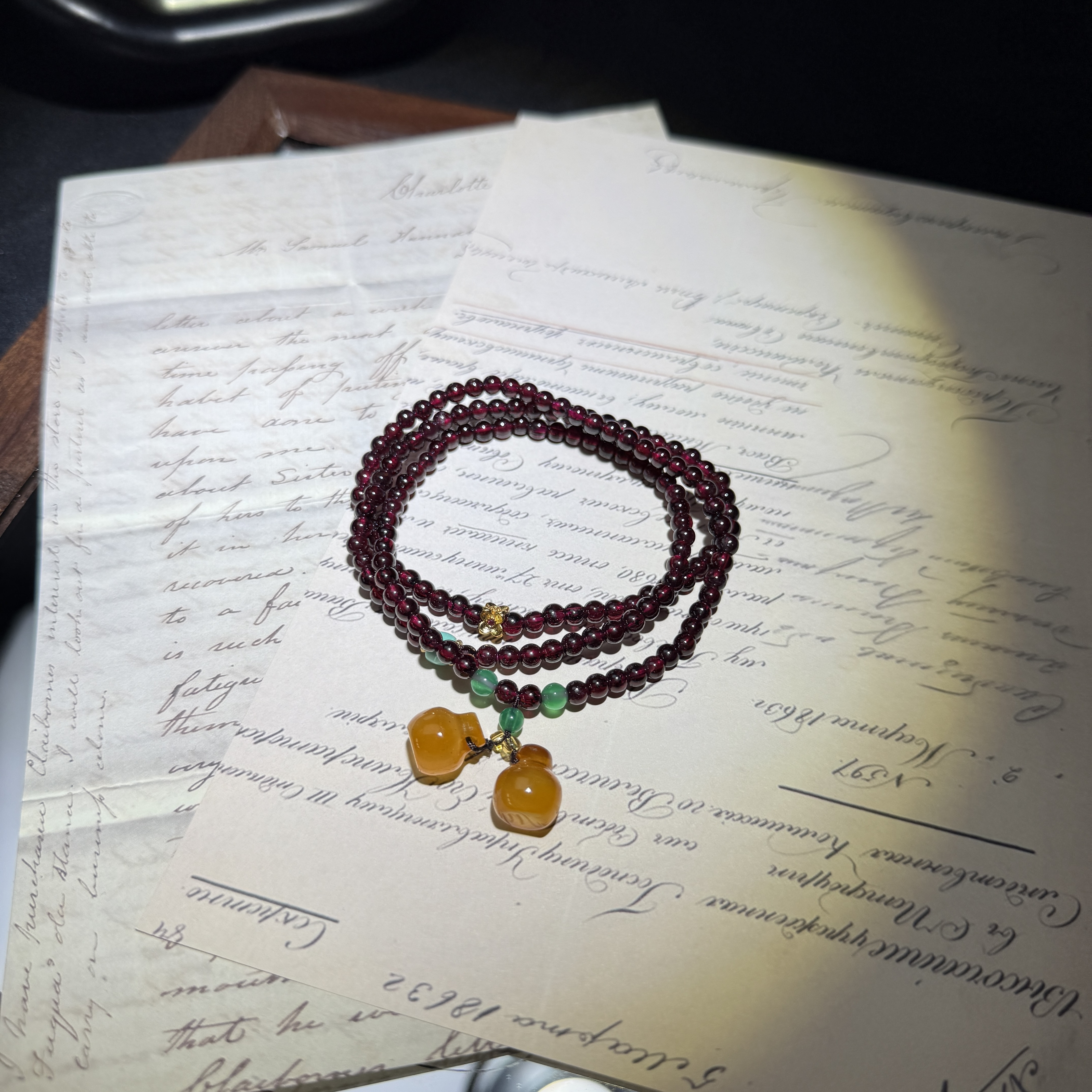 《黛喜珠宝》石榴石三圈手串 多样性发其一sl0003