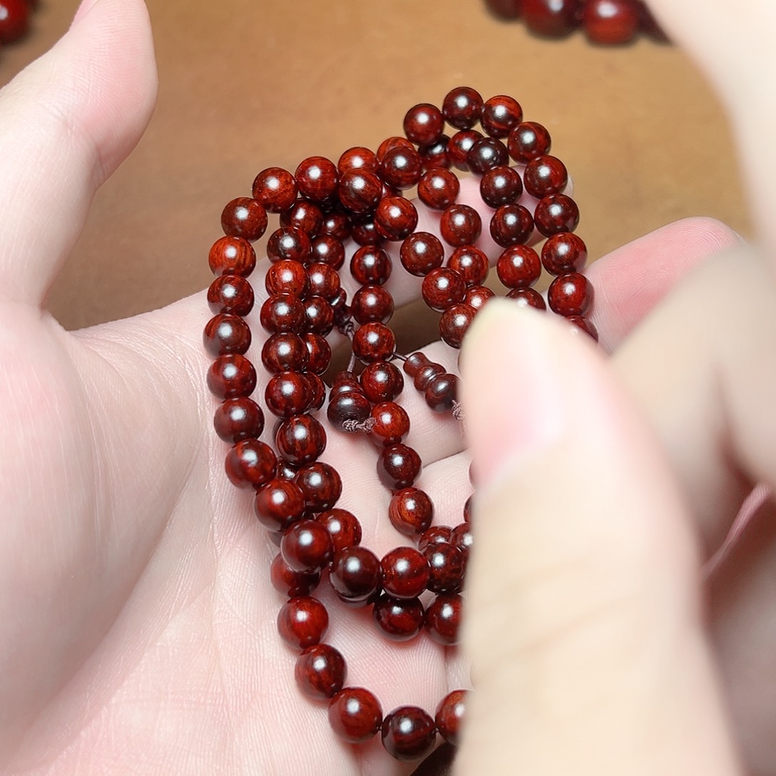 小叶紫檀手串/手链08琴料满芝麻纹珍藏级