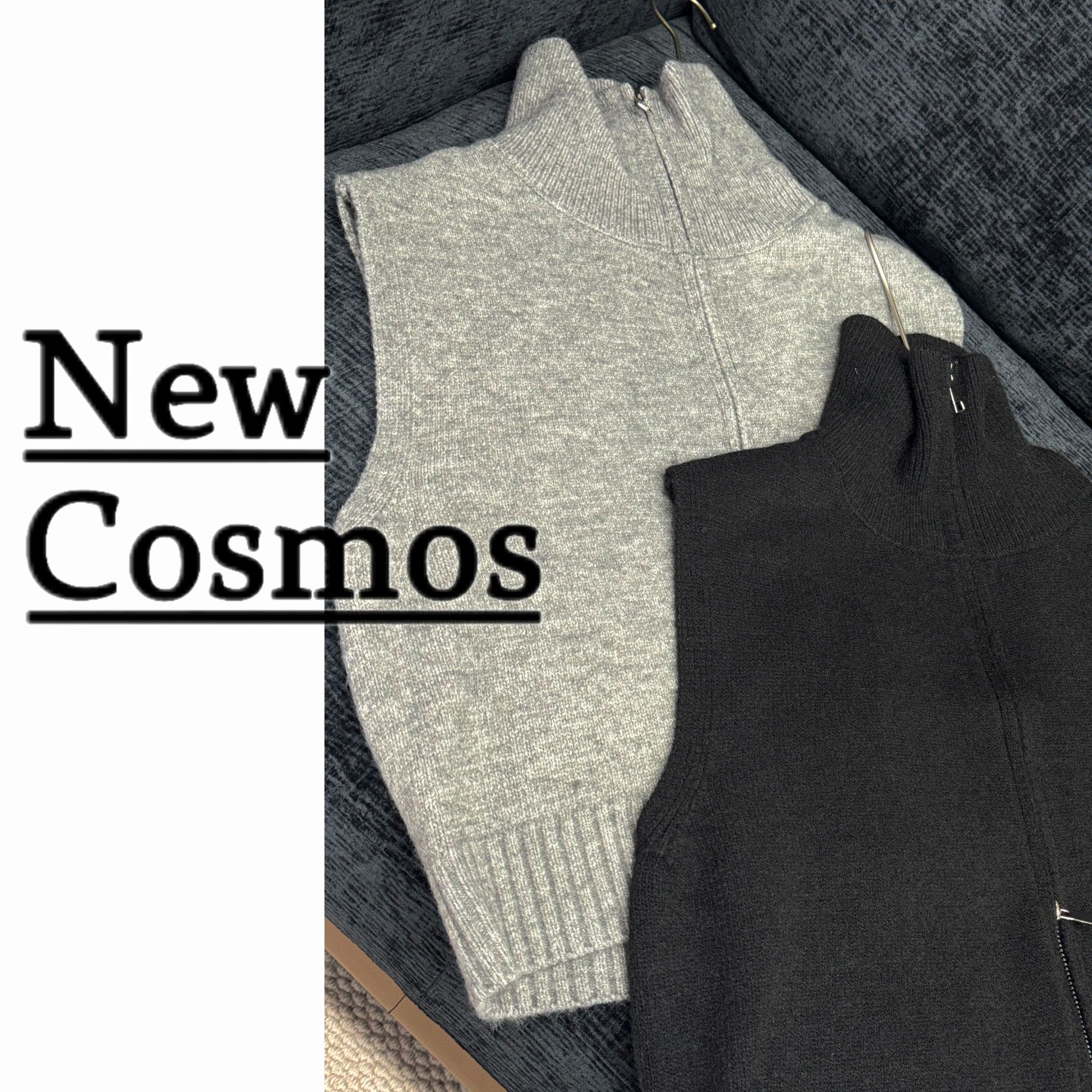 【NEW COSMOS】马甲宽松型厚款V领针织马夹无袖休闲圆领时尚上衣A18