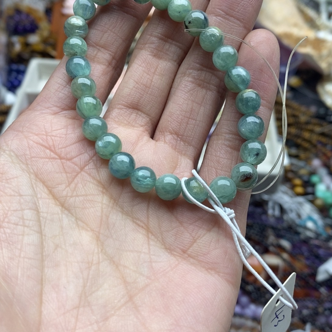 玛瑙/玉髓未镶嵌珠宝半成品一条天然7mm+蓝绿晶手链