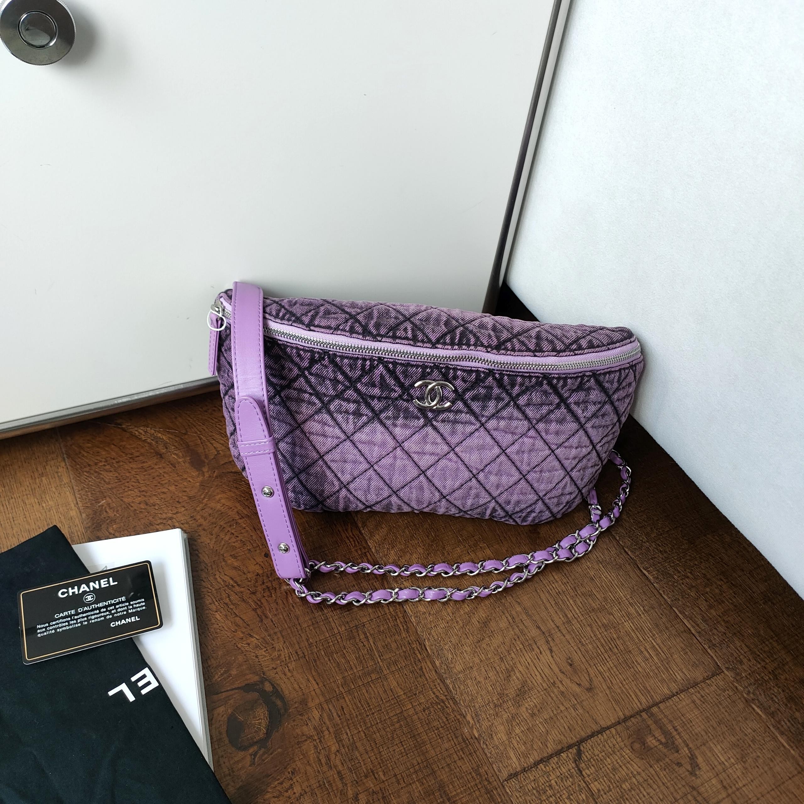 95新 Chanel/香奈儿 Azul-20C紫色水洗牛仔腰包/49933