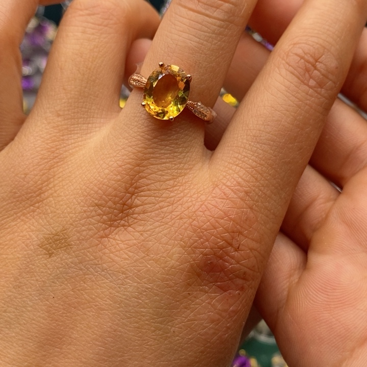 水晶戒指银S925镶嵌天然水晶戒指