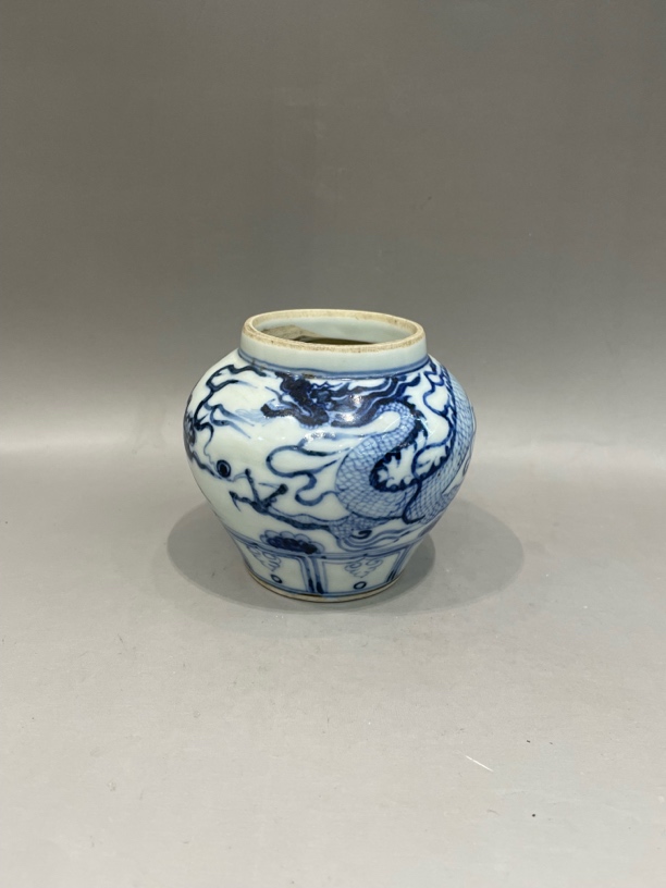 当代 青花云龙纹小罐子