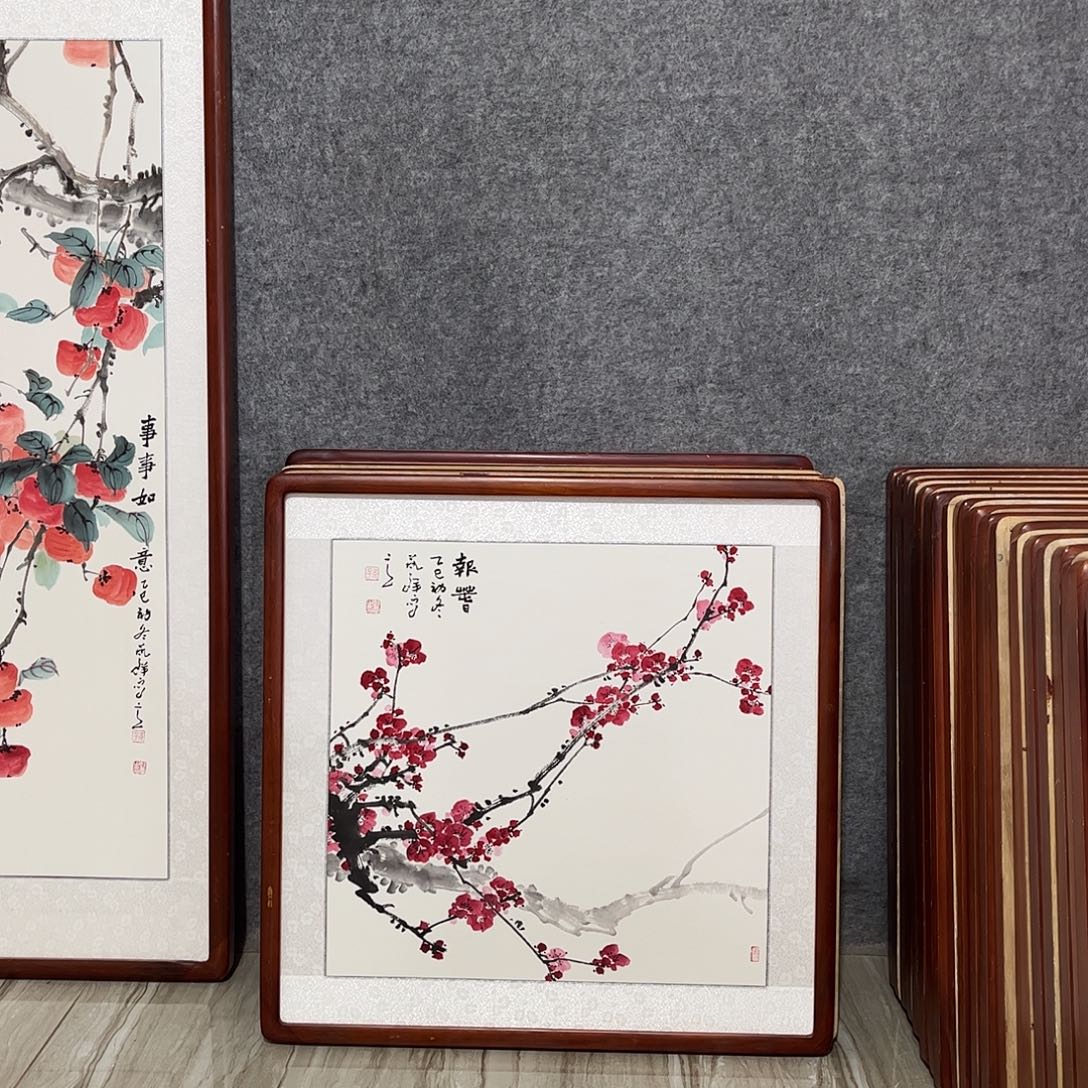 国画书画作品带框63×63