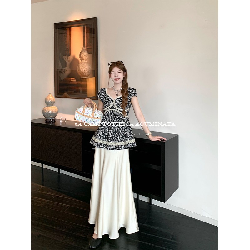 LUU桃喜儿/莫兰迪温柔垂感半身裙女夏宽松显瘦裙子设计感小众长裙