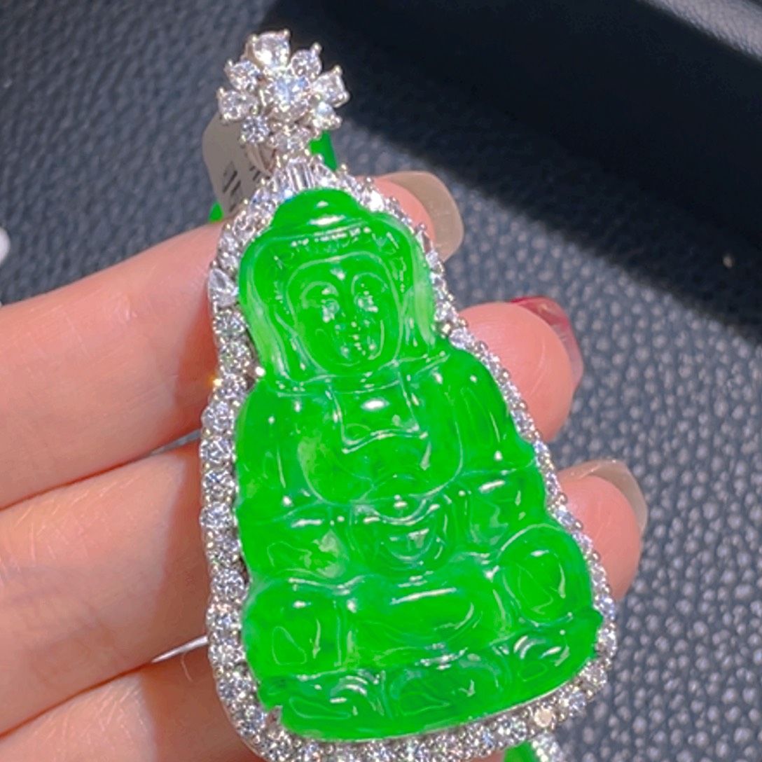 翡翠吊坠(不含链)银S925镶嵌美**神