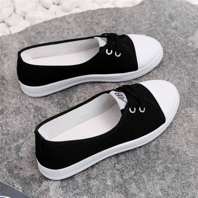 鞋子春夏新款女鞋浅口鞋女平底帆布鞋懒人休闲鞋百搭老北京布板鞋