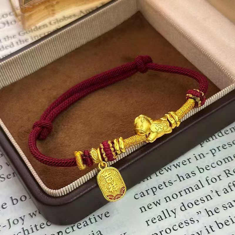 合金手链 全新款马年生肖吉祥小马驹情侣手链本命年红绳编织手绳