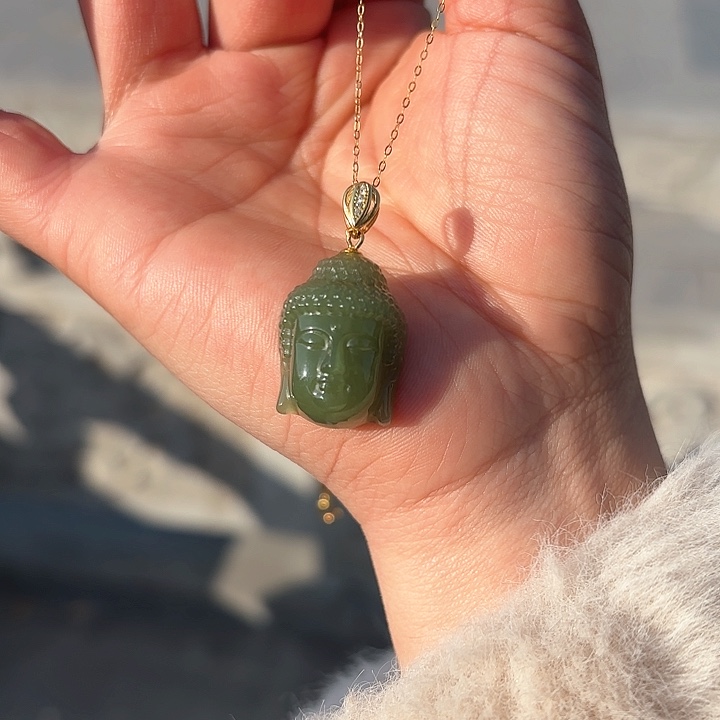 和田玉颈饰银S925镶嵌