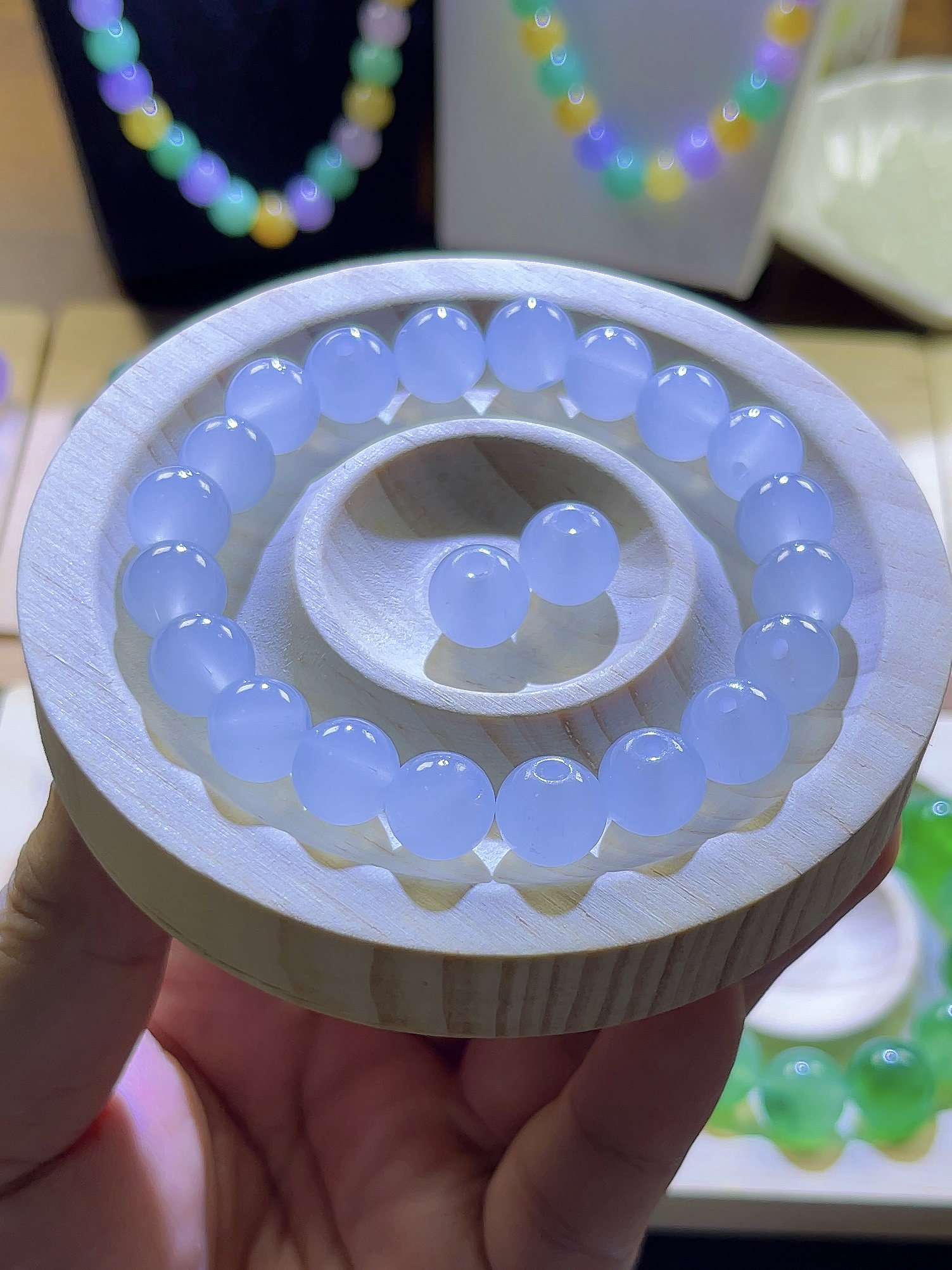 正品卡10MM缅A矿口老坑种天空蓝珠串多样性发一盆景石