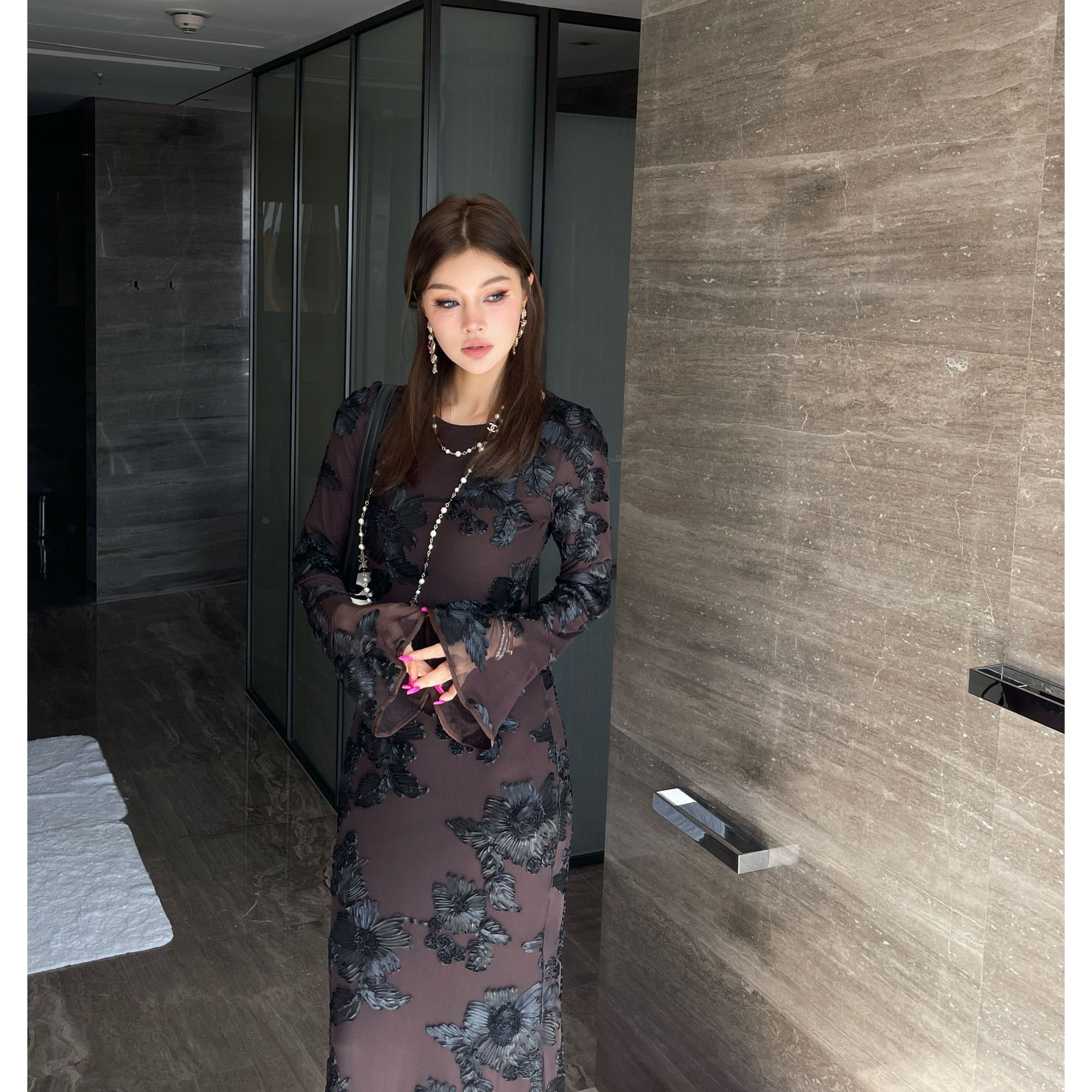 郭甜心（长款）【花开富贵】25早秋气质修身中式复古显瘦连衣裙A-T902