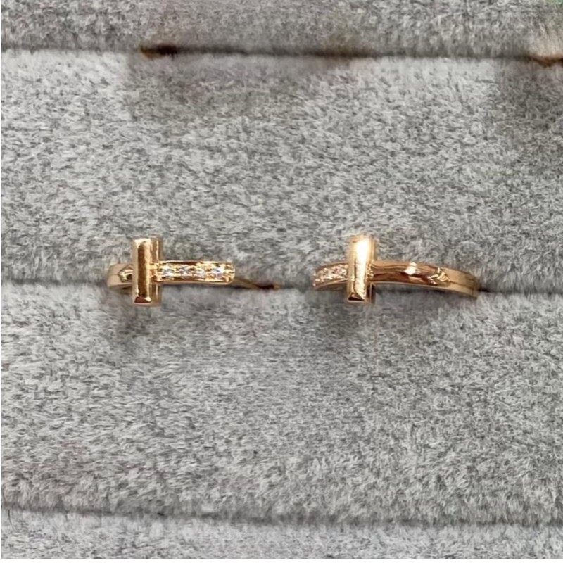 18K金天然南非钻石耳环玫瑰金彩金耳扣T耳扣Au750耳扣