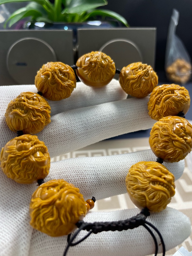 经典黄胖核钟馗纳福 橄榄核手串尺寸2.3*2.3