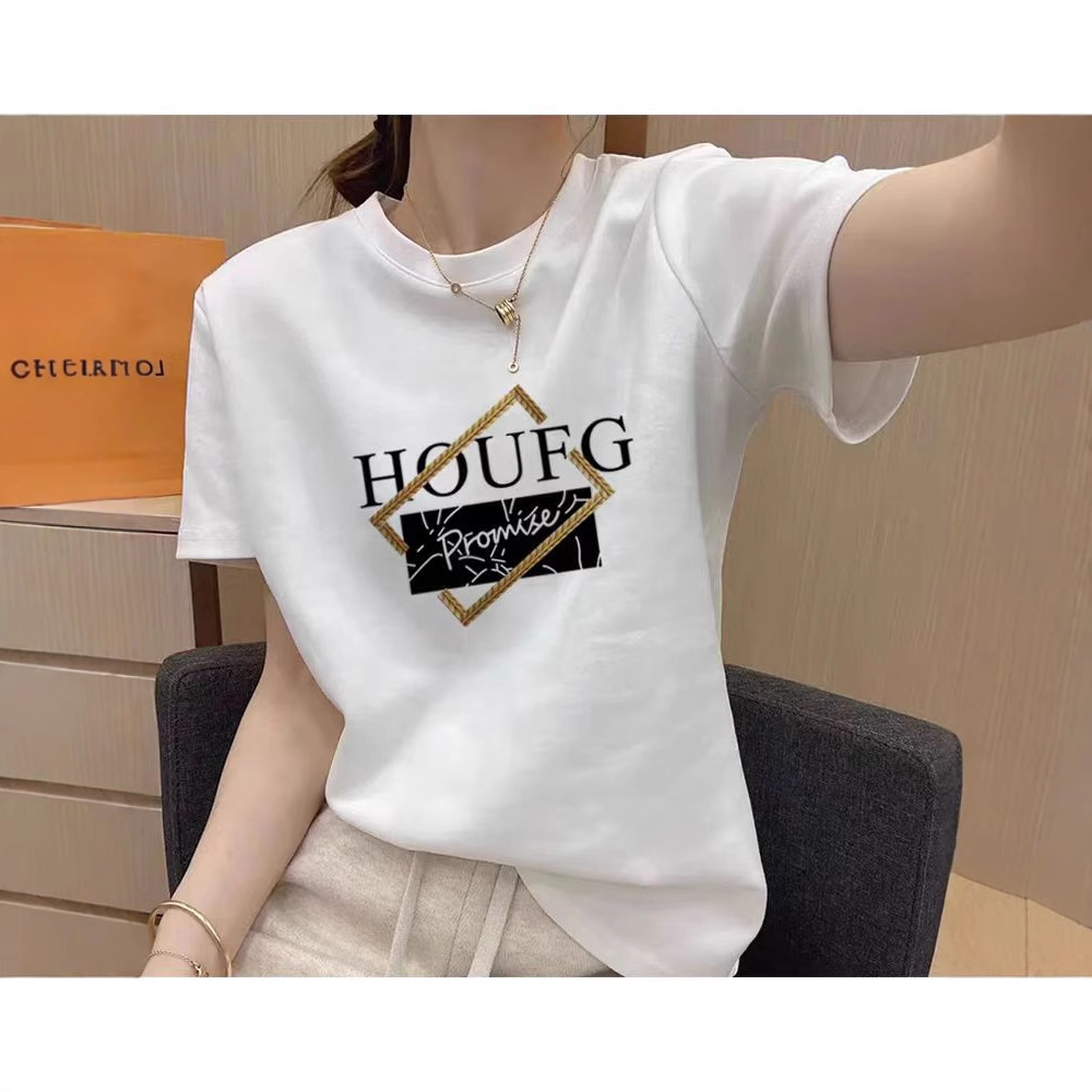 新品潮牌短袖女潮流时尚洋气减龄显瘦纯棉新疆棉短袖t恤打底上衣