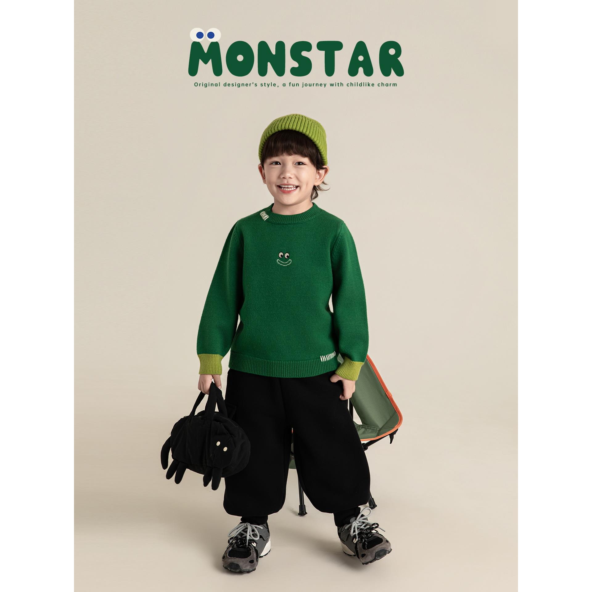 YOEHYAUL/幼悠【冬肆波】活力海藻包芯纱357针绣花暖百搭毛衣N7258