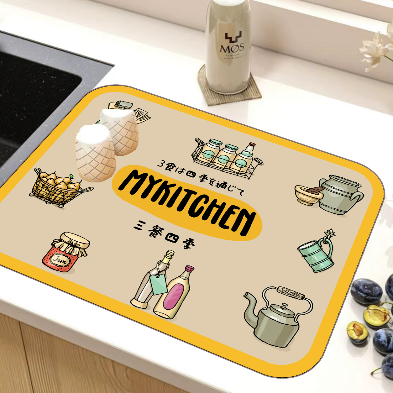 厨房台面洗漱台沥水垫三餐四季40*30CM硅藻泥