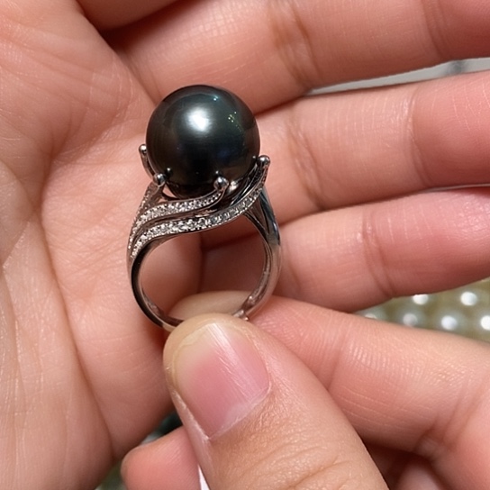 海水珍珠戒指银S925镶嵌13.3