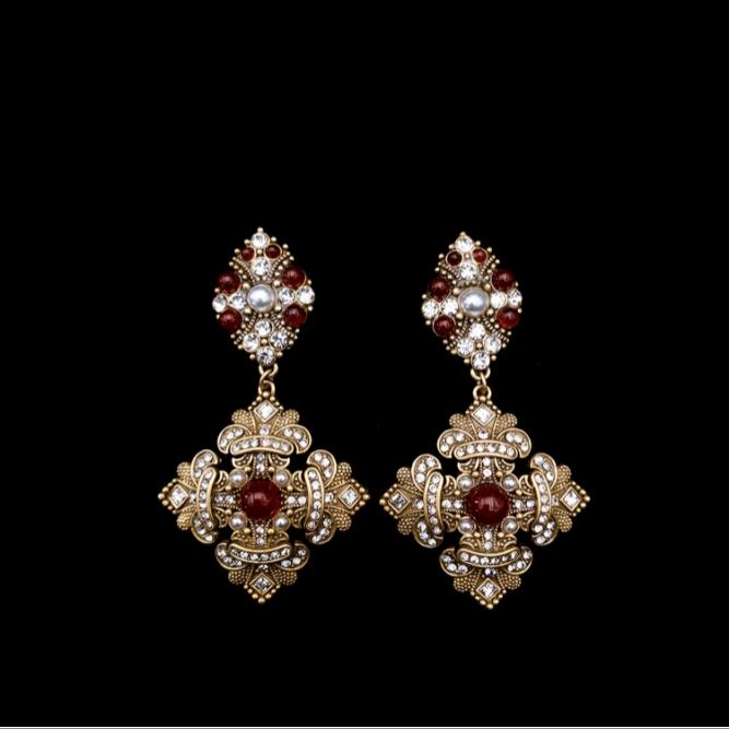 铜合金耳饰 复古做旧大自然石头中古vintage买三送一