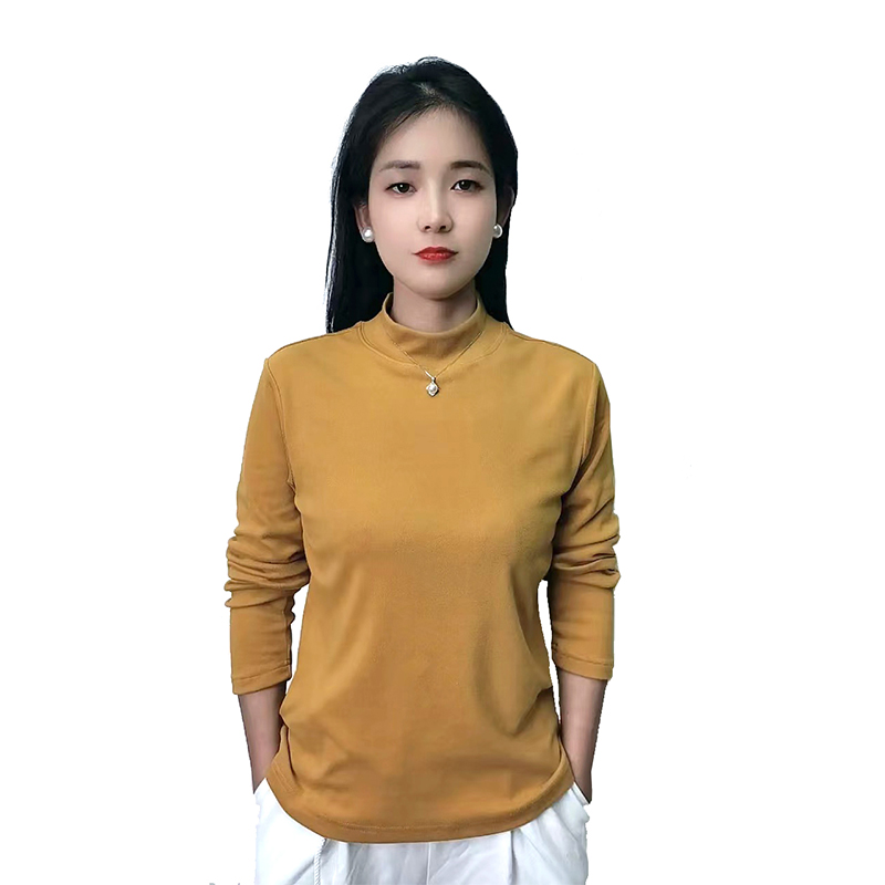 秋冬加绒百搭打底衫女长袖显瘦中领纯色半高领