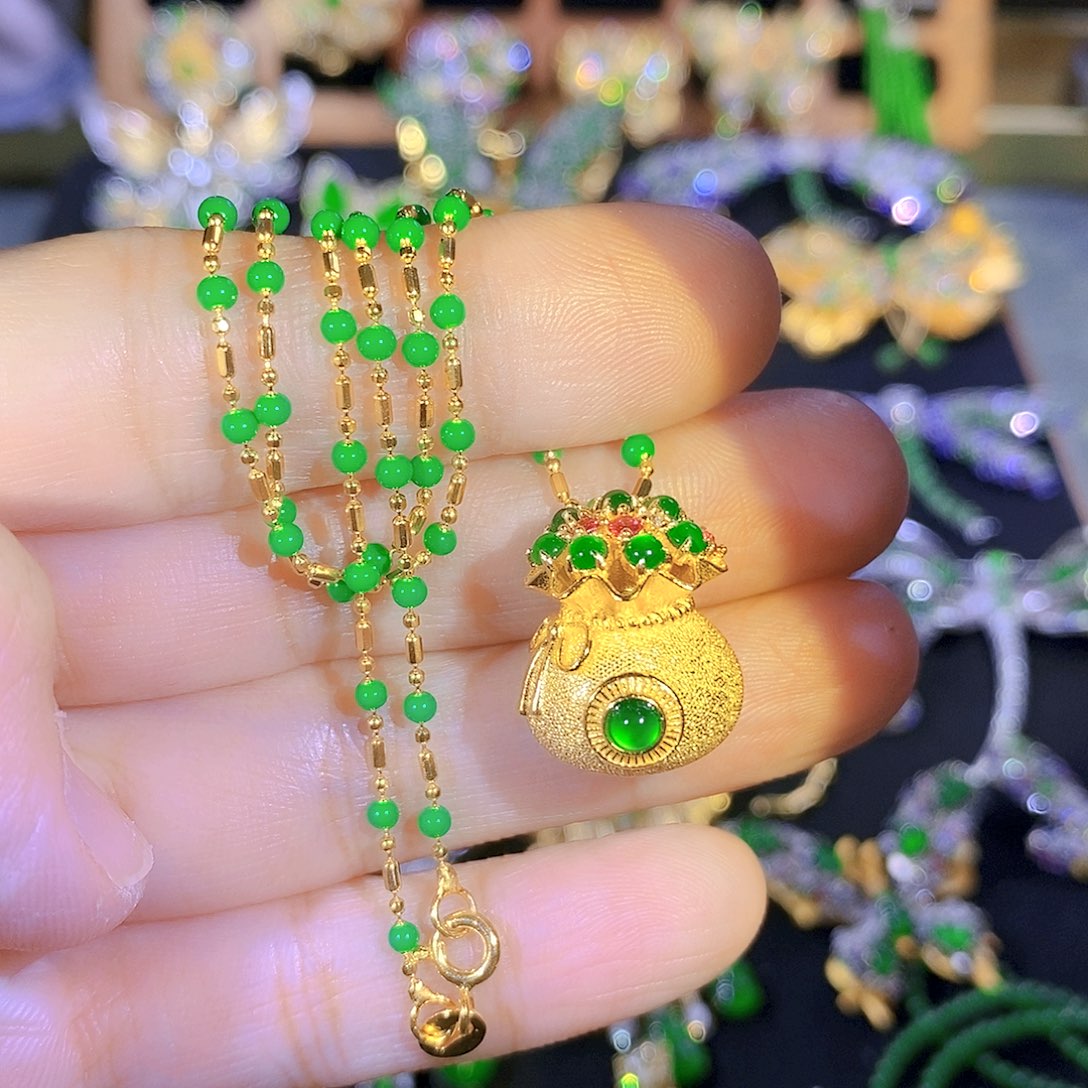 吊坠(不含链)银S925镶嵌翡翠