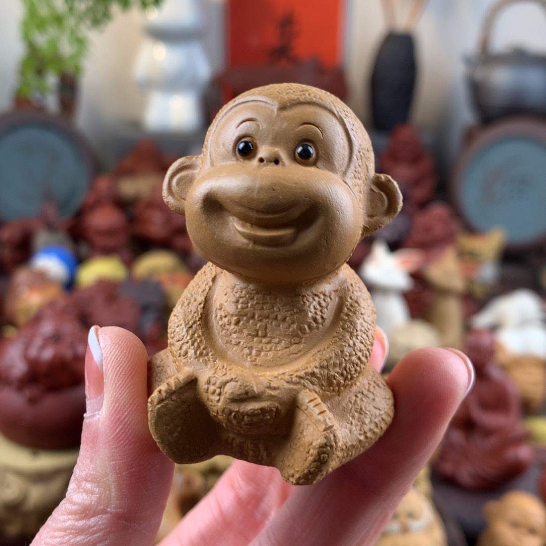 紫砂茶杯握手猴哥