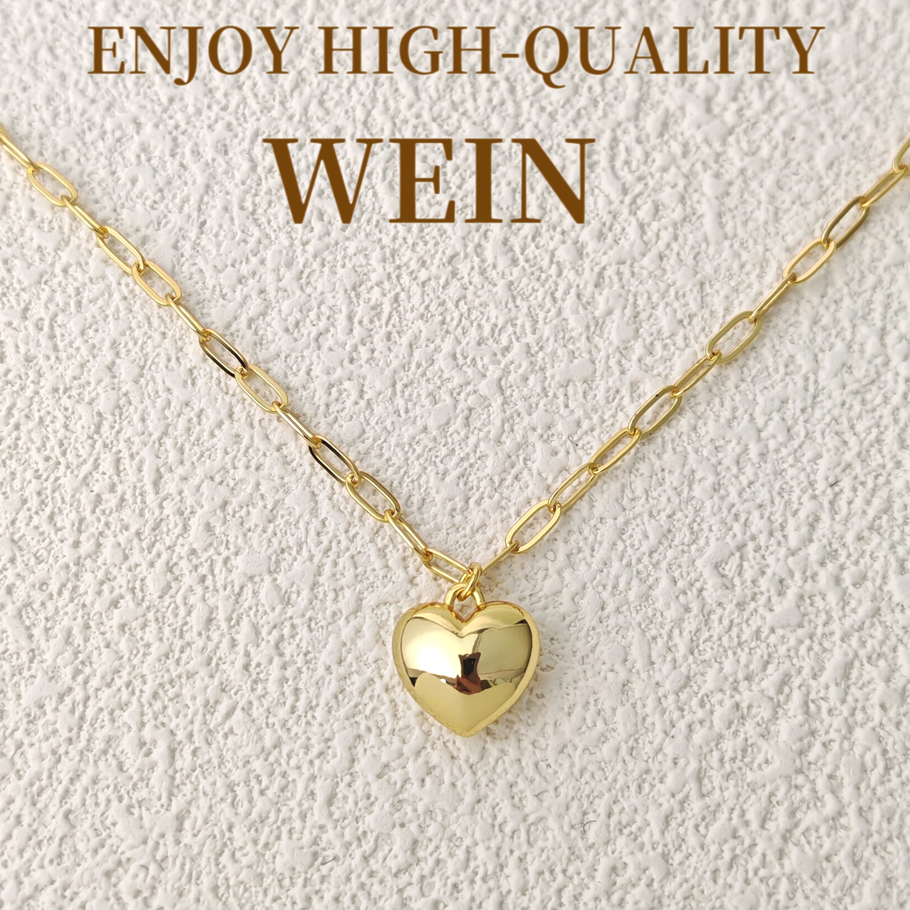 WEIN 铜合金项链 「金色爱心」轻奢气质时尚百搭小众简约优雅精致